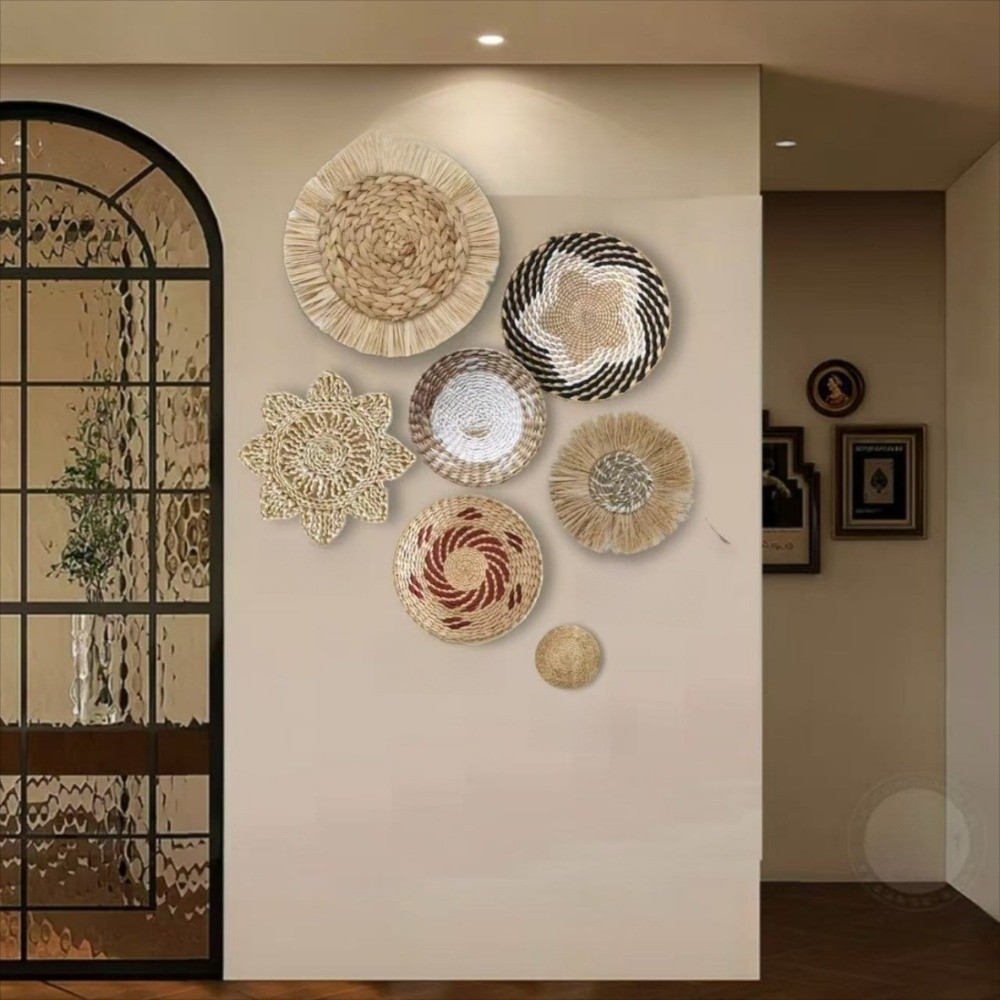 Woven Wall Basket - Boho stro geweven dienblad wanddecoratie ronde