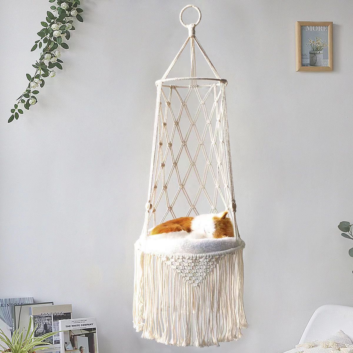 Woven Wall Basket - Winter kat raambaars, kattenhangmat voor muur