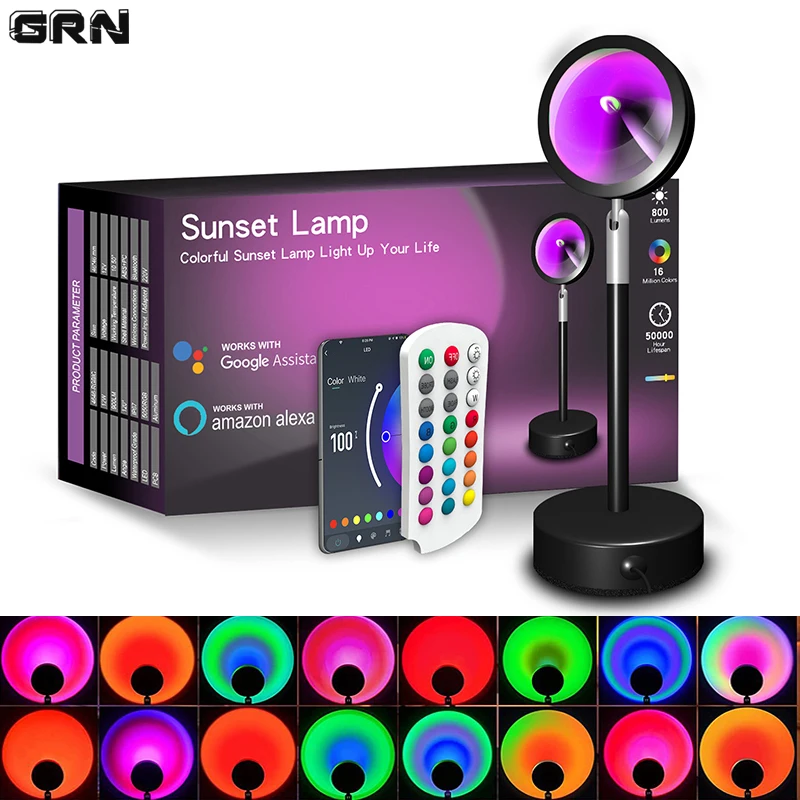 Home Decor App Free - Slimme Led Zonsonderganglamp Kleurrijke Veranderende Bluetooth-App