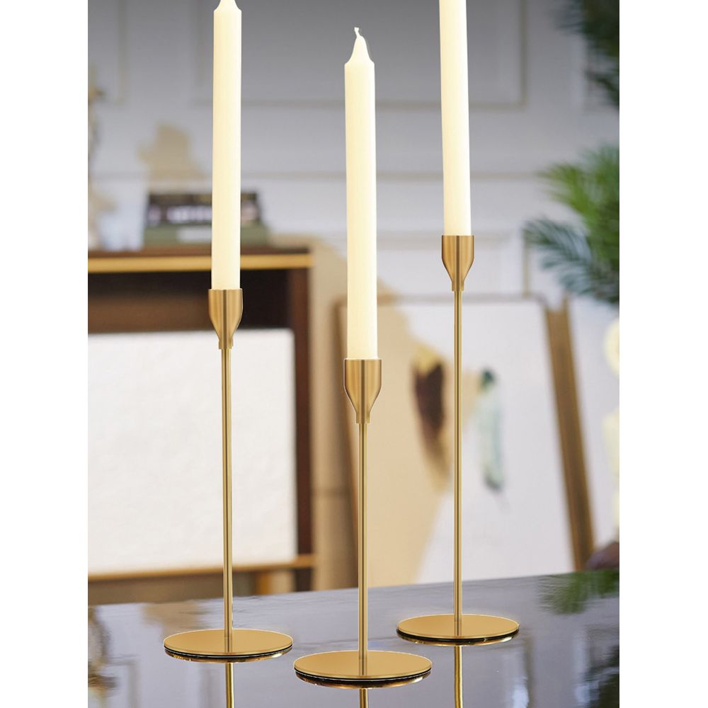 Home Decor Luxury - Set van 3 koperen kandelaars, lichte