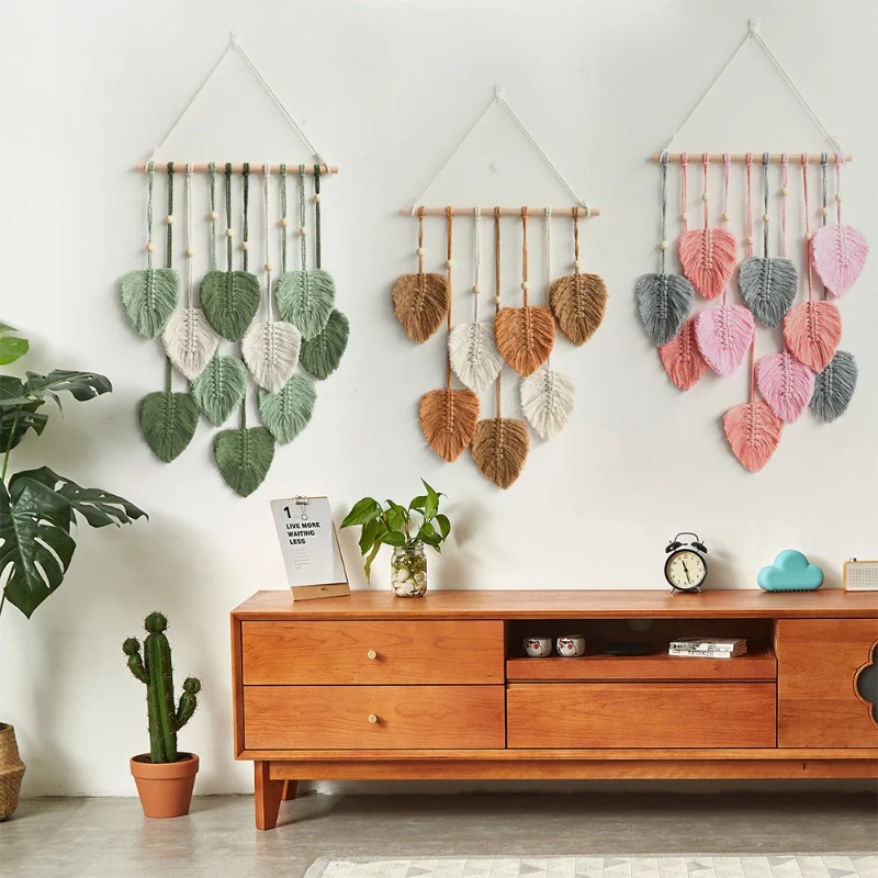 Home Decor Handmade - Handgeweven bladtapijt in Boheemse stijl, woninginrichting,