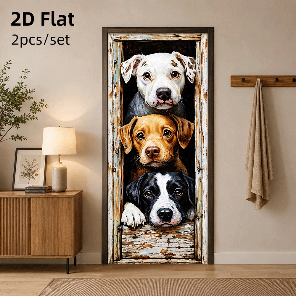 Home Decor Express - 1 stuk met drie schattige honden-deurstickers