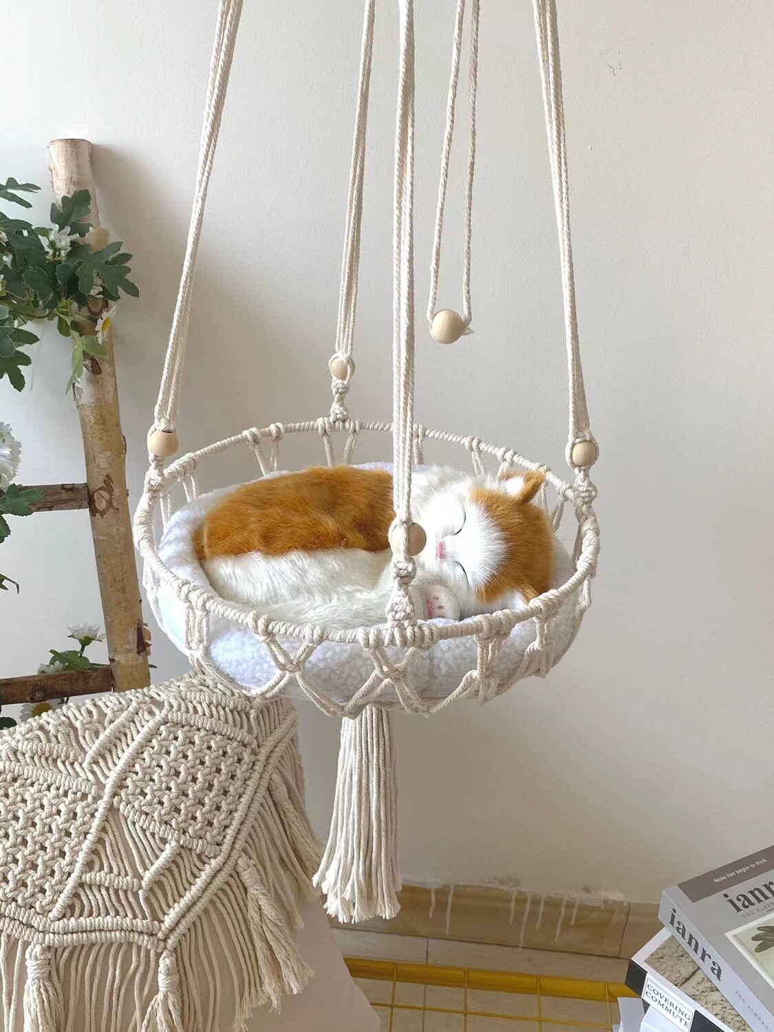 Woven Wall Basket - Handgemaakte kattenhangmat, hangende schommel, geweven kattennest,