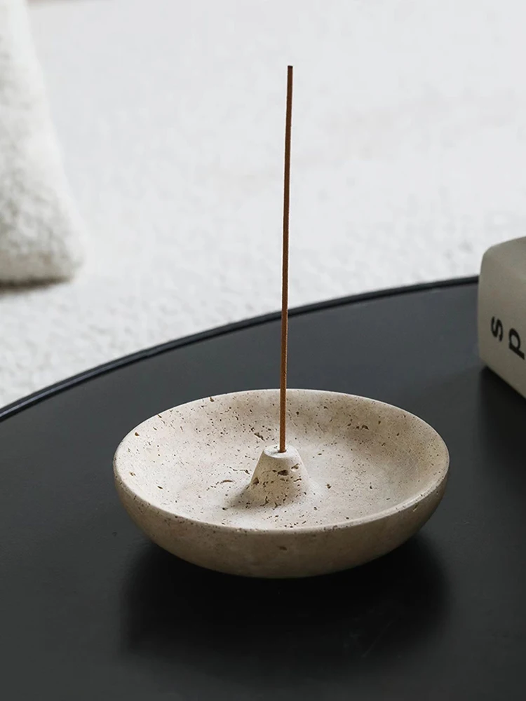 Incense Stick Holder - Vintage Travertijn Wierookhouder Ronde Wierookschijf Natuurlijke