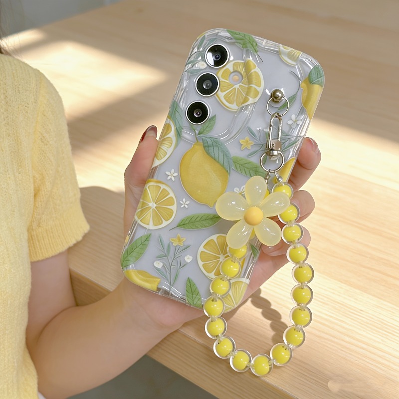 Home Decor Yellow - Gele citroenbloesem lanyard telefoonhoesje voor Samsung