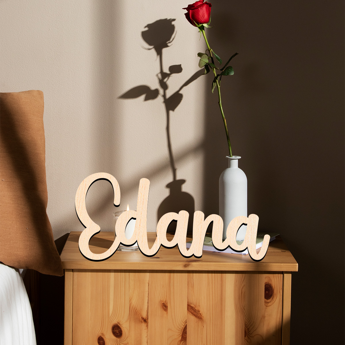 Home Decor Examples - 1-delig edana-voorbeeld Aanpasbare naam Houtmateriaal Charmant