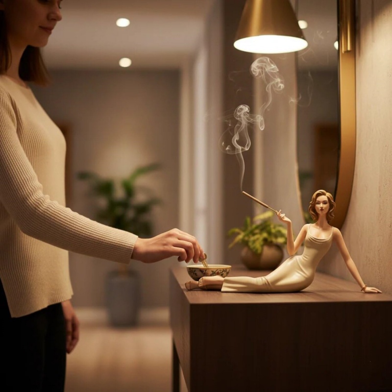 Incense Stick Holder - Elegante dame beeldje wierookhouder thuis handgemaakte