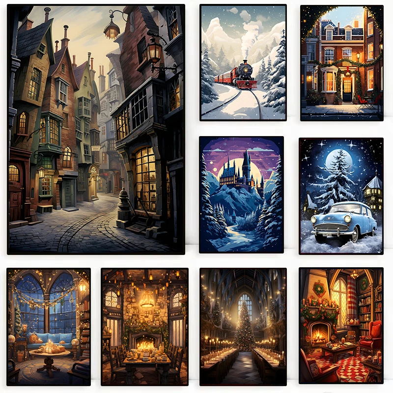 Home Decor Express - Kerstmagie School Castle Express Canvas Print