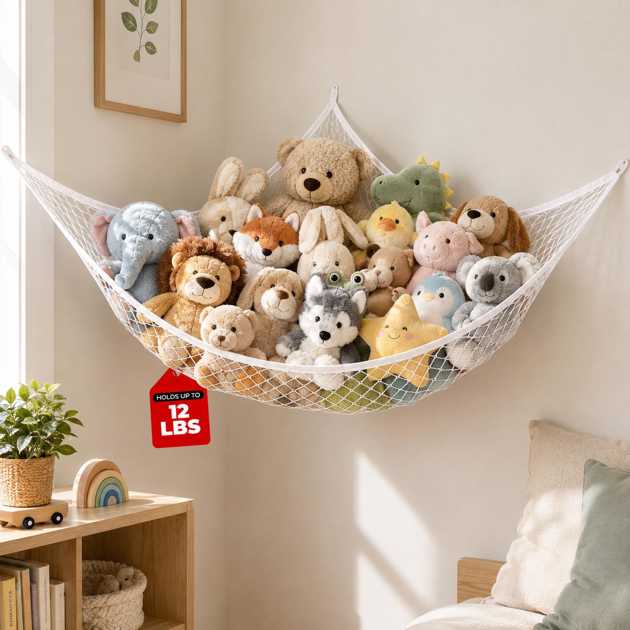 Home Decor Com - Mesh speelgoedopberghangmat Hangende knuffelorganizer Net Grote