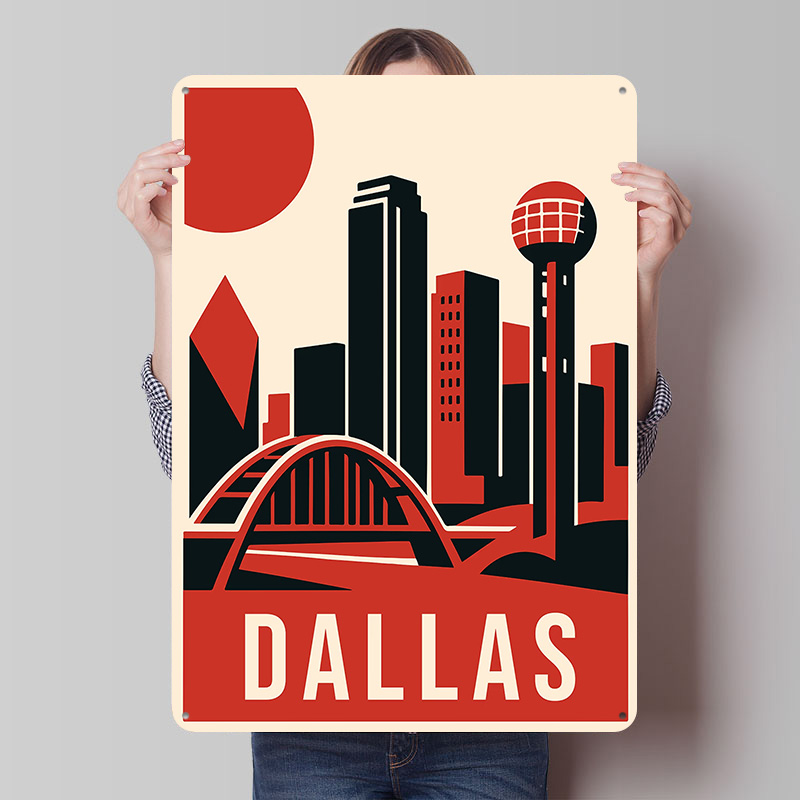 Home Decor Dallas - Dallas Vintage Travel Gedrukte Poster Aangepaste