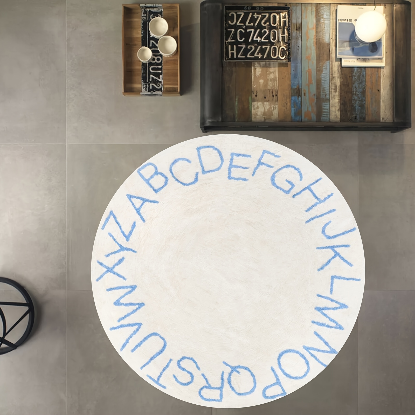 Home Decor Retail Stores - Vintage typografisch grafisch vloerkleed, duurzaam entreekleed