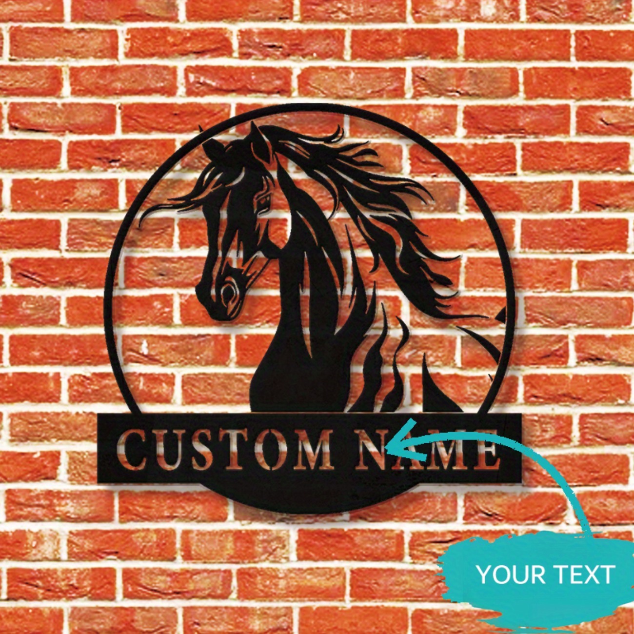 Home Decor Handmade - Aangepaste handgemaakte metalen paardenmuurkunst - Prachtig