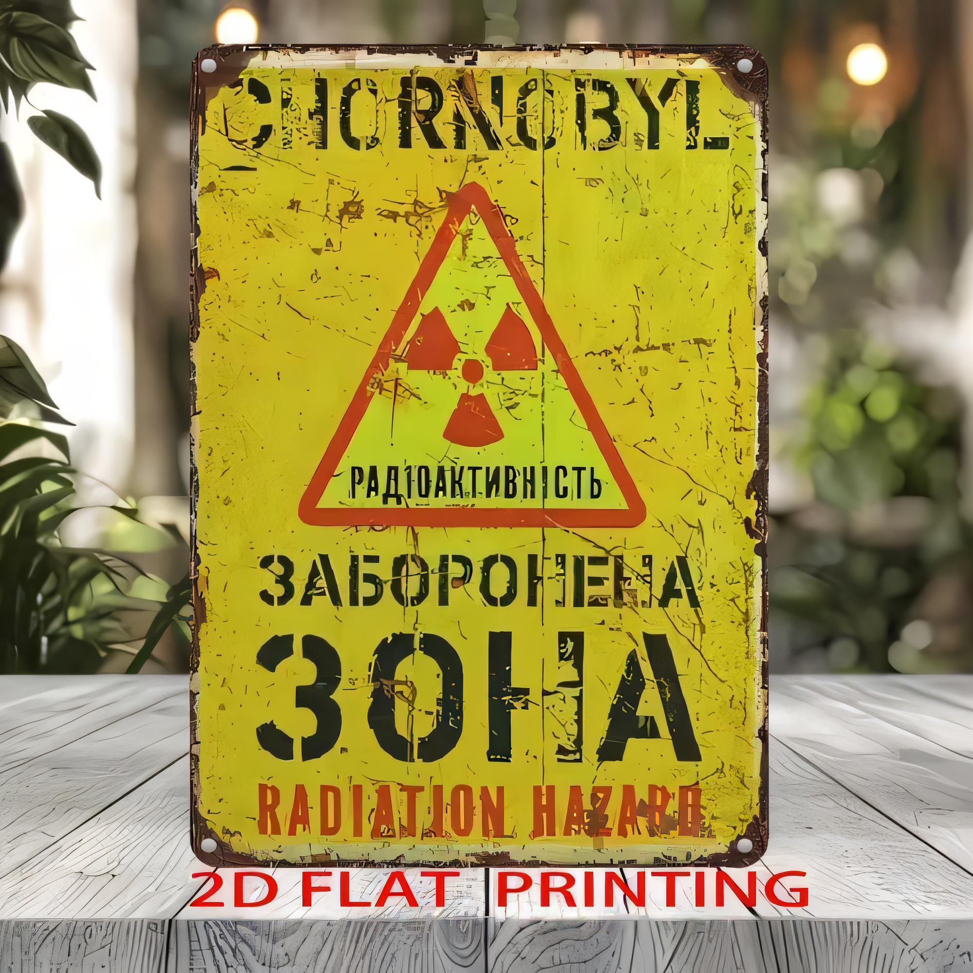 Home Decor Yellow - Tin Sign Stralingsgevaar Waarschuwing Vintage Metalen