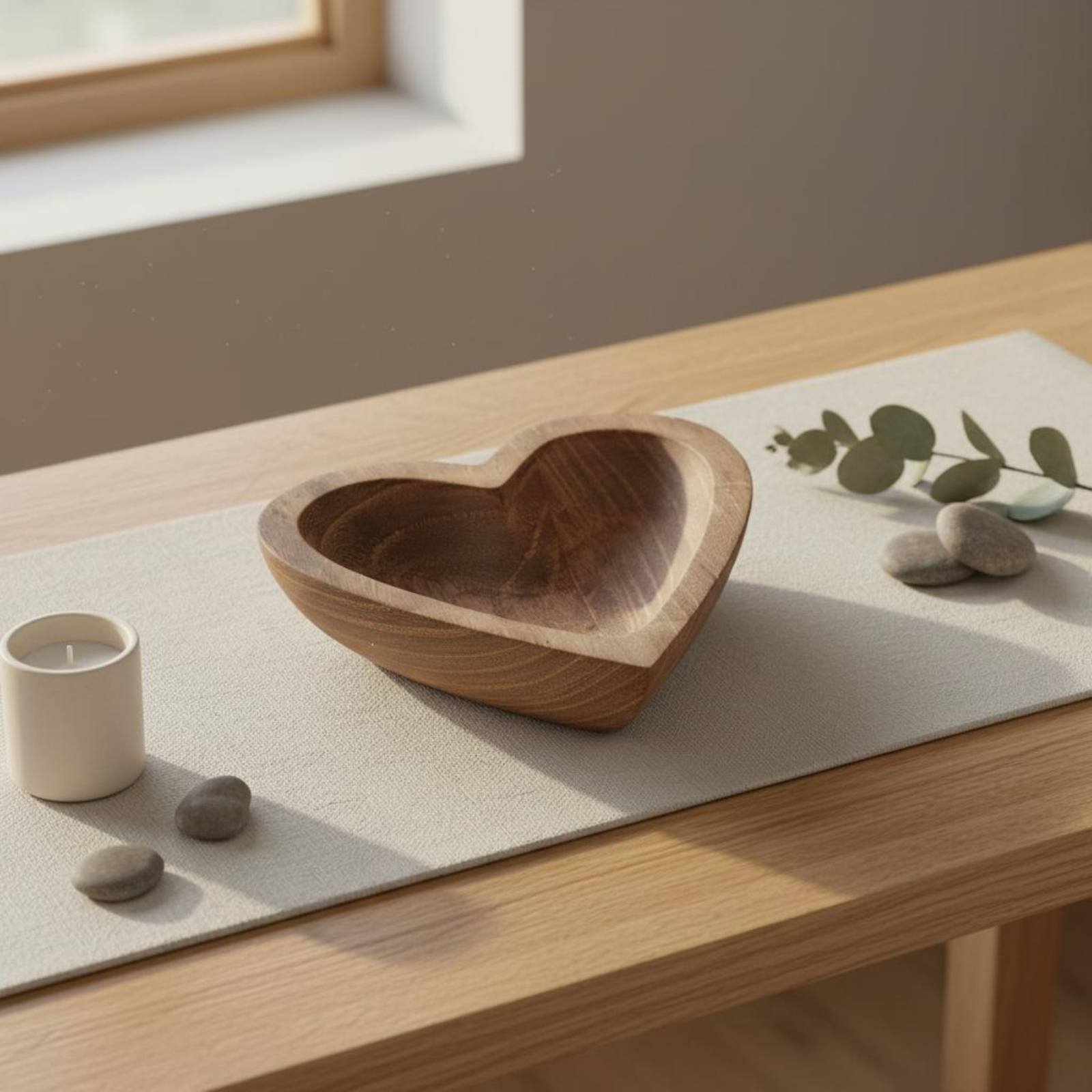 Home Decor Handmade - Hartvormige houten kom Handgemaakte hartvormige sieradenschaal