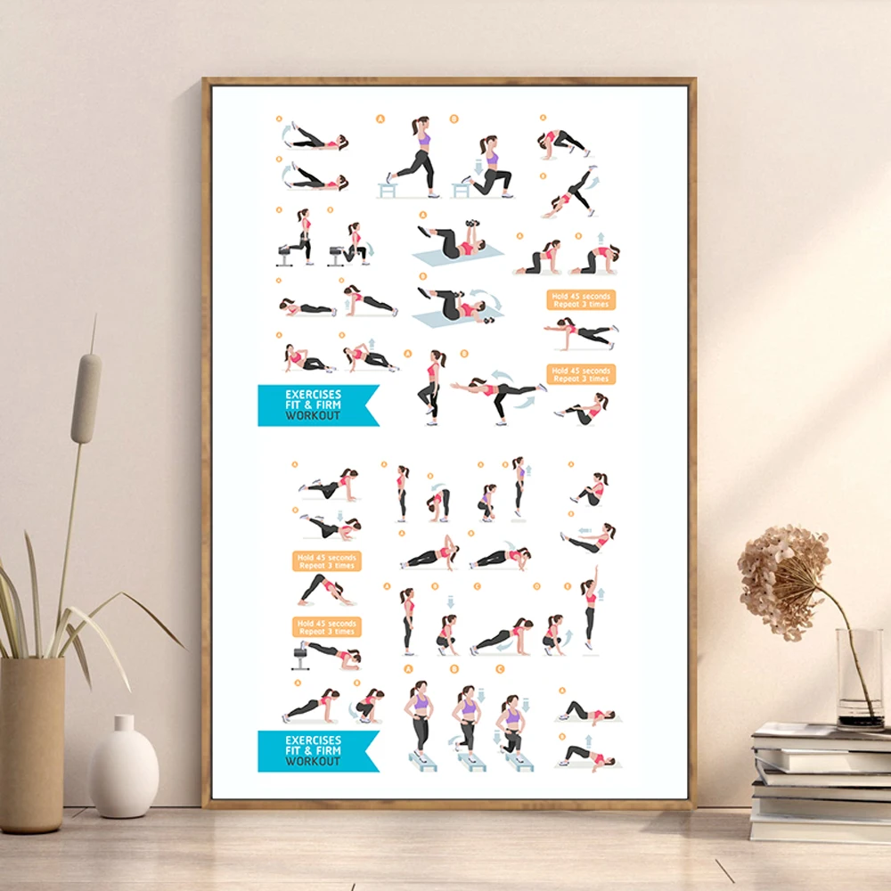 Home Decor Examples - Zijden Doek Muurposter GYM Oefeningen Machines
