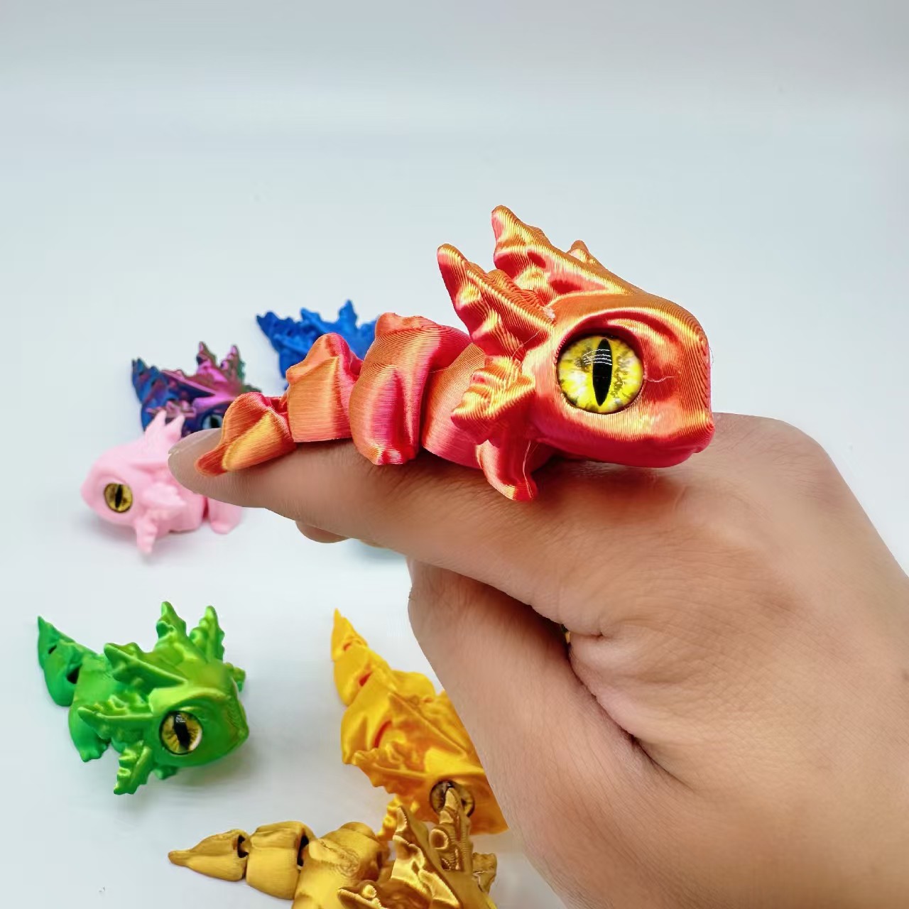 Home Decor Express - Verzamelbare figuurtjes Schattige 3D-geprinte axolotls Kleurrijke