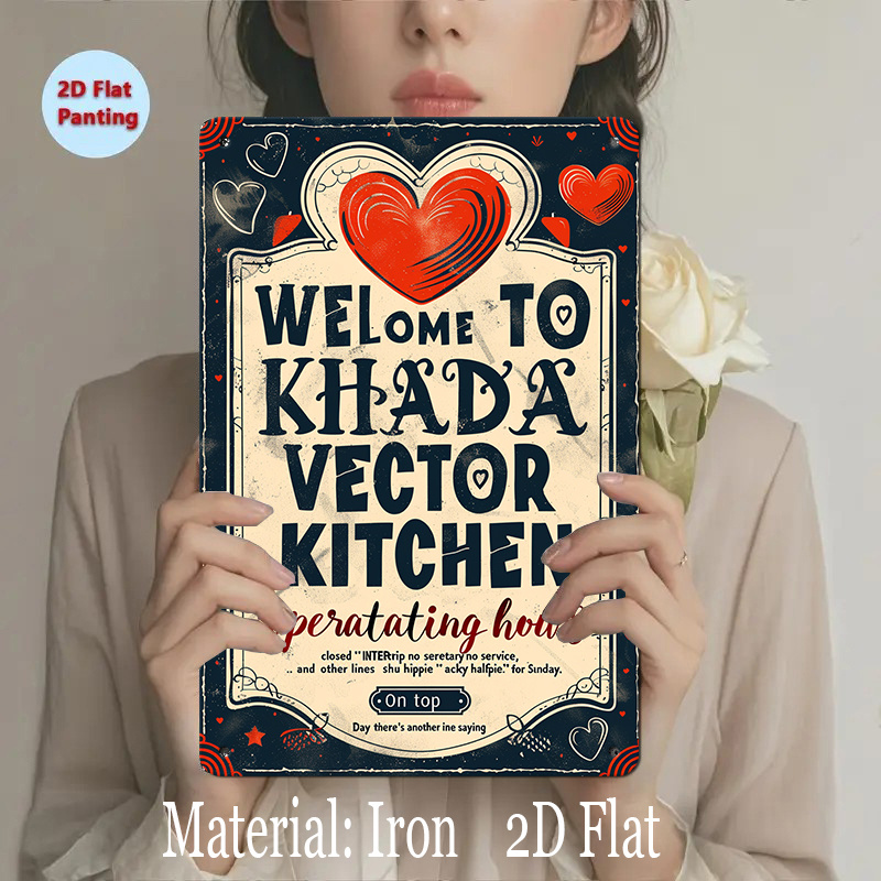 Home Decor Vector - Vintage 'Welcome to Khada Vector Kitchen'