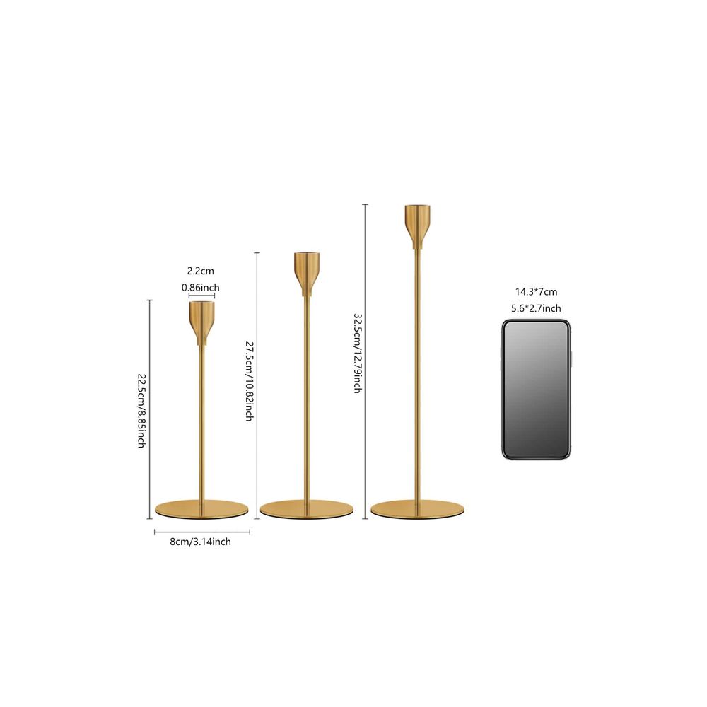 Set van 3 koperen kandelaars,  - Home Decor Luxury recensie en prijs