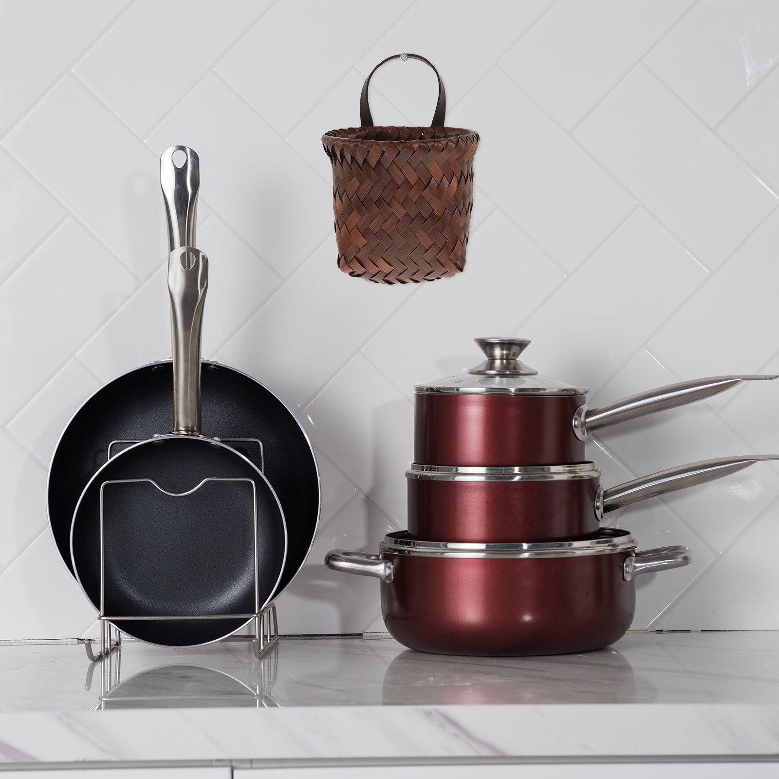 Hangende wandopbergmand, gewev - Woven Wall Basket recensie en prijs