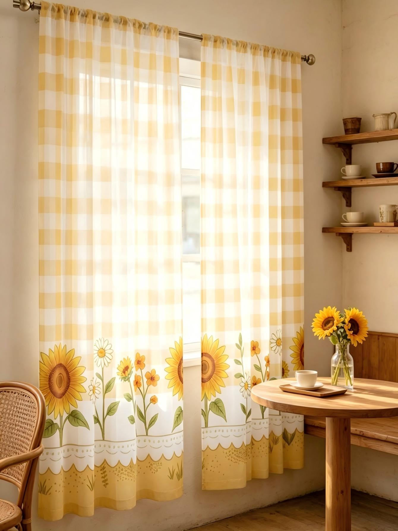 2 stuks digitaal bedrukt trans - Home Decor Yellow recensie en prijs