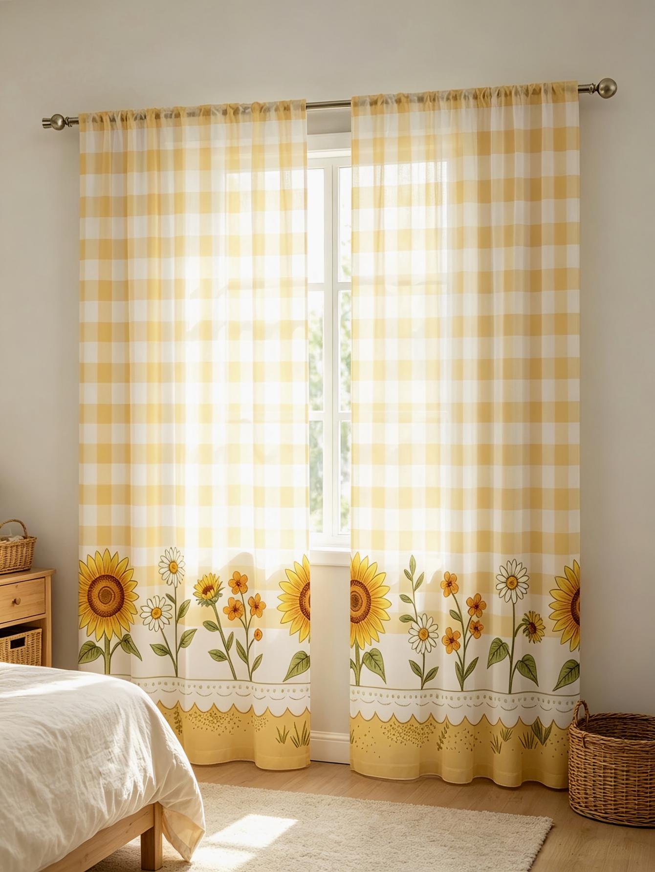 2 stuks digitaal bedrukt trans - Home Decor Yellow recensie en prijs