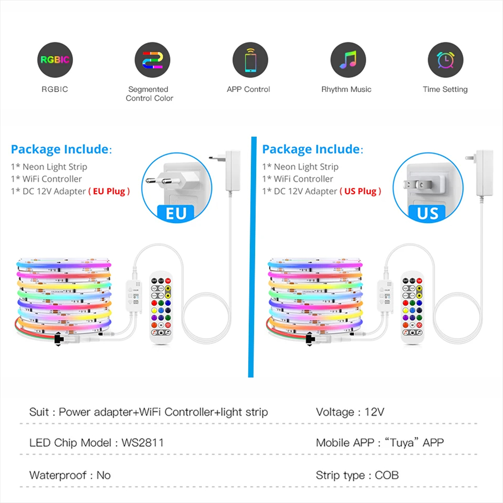 Tuya WiFi WS2811 RGBIC COB LED - Home Decor App Free recensie en prijs