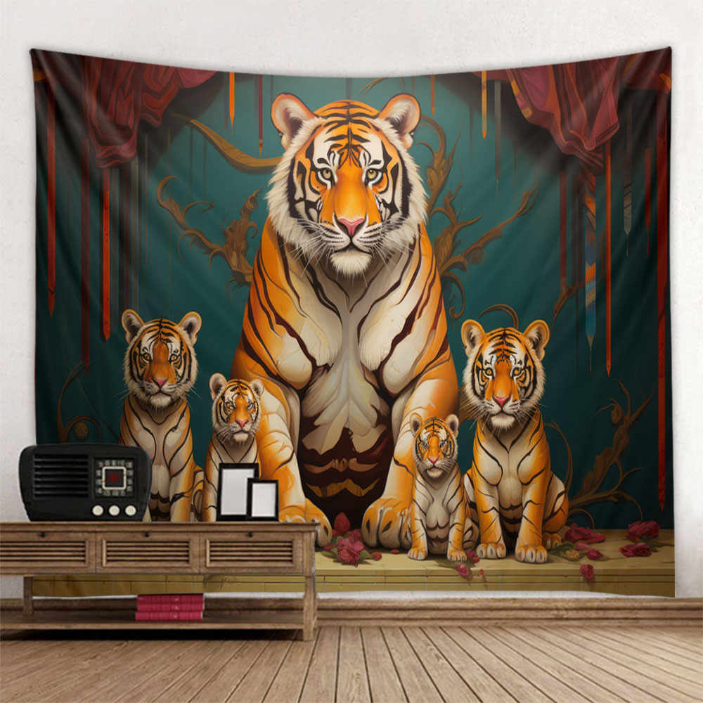 Grote tijgerfamilie cartoon wa - Home Decor Theme recensie en prijs