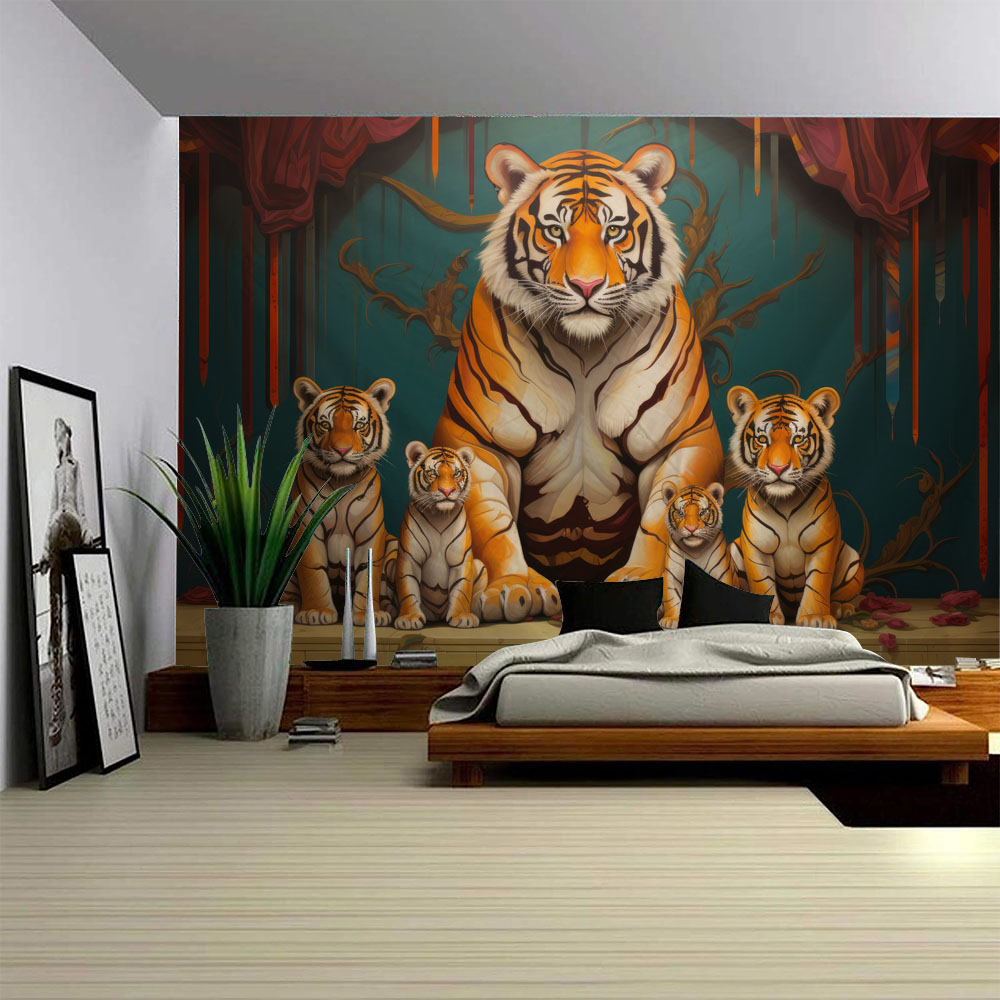 Grote tijgerfamilie cartoon wa - Home Decor Theme recensie en prijs