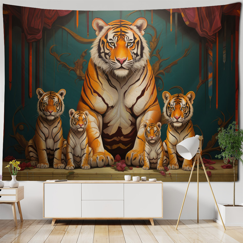 Grote tijgerfamilie cartoon wa - Home Decor Theme recensie en prijs